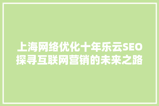 上海网络优化十年乐云SEO探寻互联网营销的未来之路