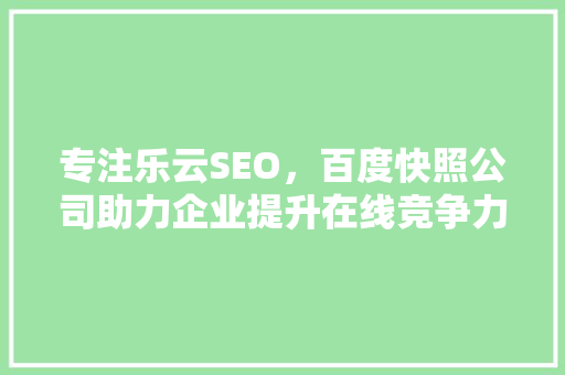 专注乐云SEO，百度快照公司助力企业提升在线竞争力  第1张