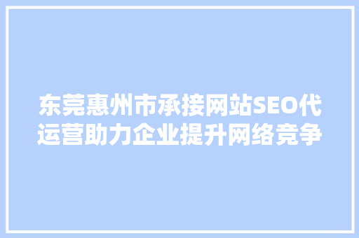 东莞惠州市承接网站SEO代运营助力企业提升网络竞争力  第1张