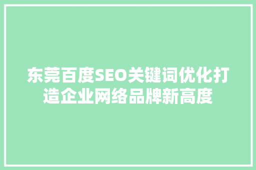 东莞百度SEO关键词优化打造企业网络品牌新高度  第1张