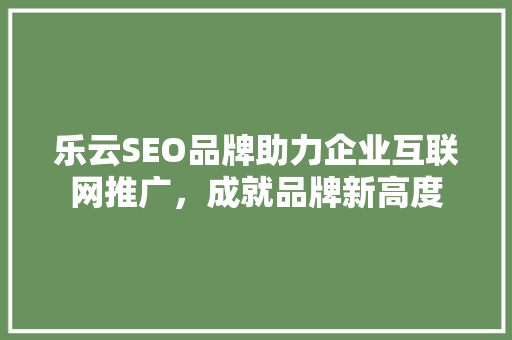 乐云SEO品牌助力企业互联网推广，成就品牌新高度  第1张