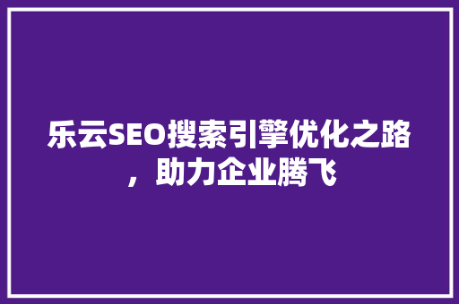 乐云SEO搜索引擎优化之路，助力企业腾飞
