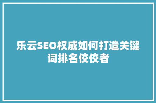 乐云SEO权威如何打造关键词排名佼佼者