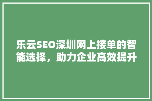 乐云SEO深圳网上接单的智能选择，助力企业高效提升搜索引擎排名