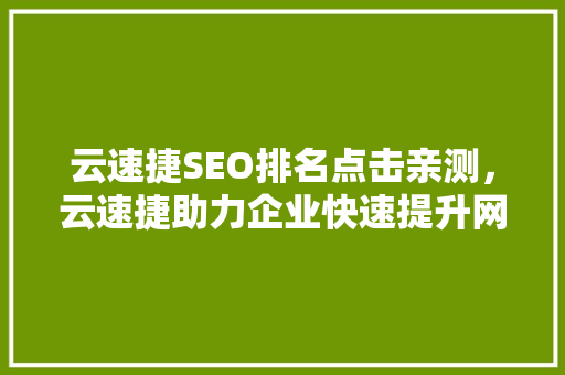 云速捷SEO排名点击亲测，云速捷助力企业快速提升网站流量与转化率之路  第1张