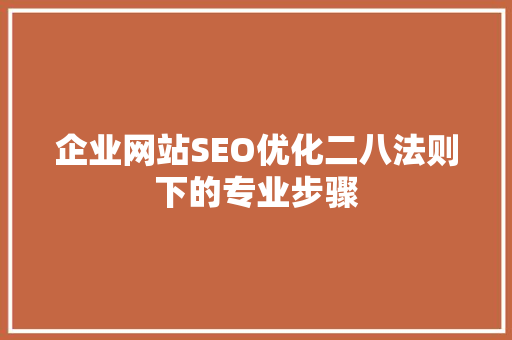 企业网站SEO优化二八法则下的专业步骤