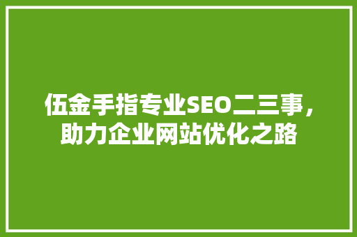 伍金手指专业SEO二三事，助力企业网站优化之路