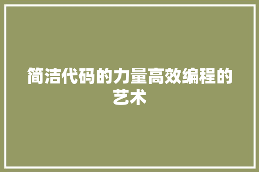 简洁代码的力量高效编程的艺术