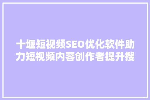 十堰短视频SEO优化软件助力短视频内容创作者提升搜索排名