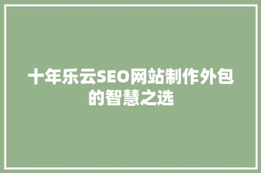 十年乐云SEO网站制作外包的智慧之选