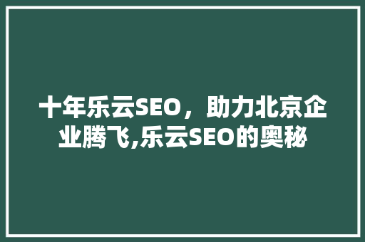 十年乐云SEO，助力北京企业腾飞,乐云SEO的奥秘  第1张