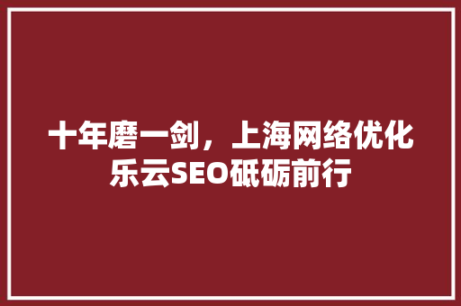 十年磨一剑，上海网络优化乐云SEO砥砺前行  第1张
