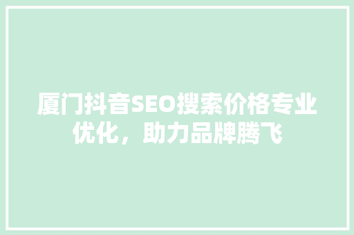 厦门抖音SEO搜索价格专业优化，助力品牌腾飞