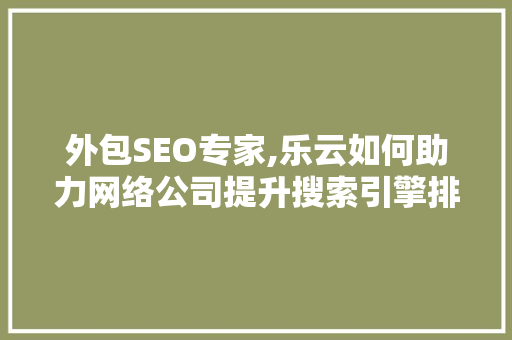 外包SEO专家,乐云如何助力网络公司提升搜索引擎排名