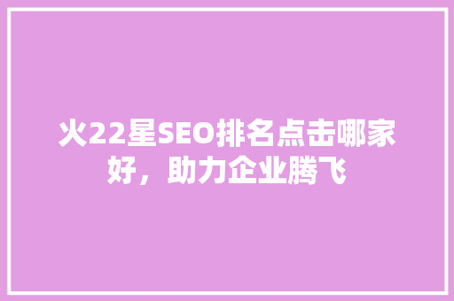 火22星SEO排名点击哪家好，助力企业腾飞