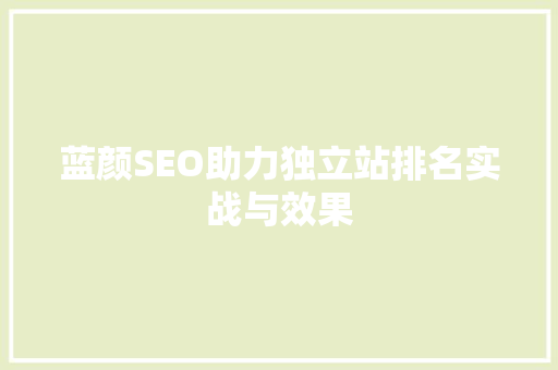 蓝颜SEO助力独立站排名实战与效果