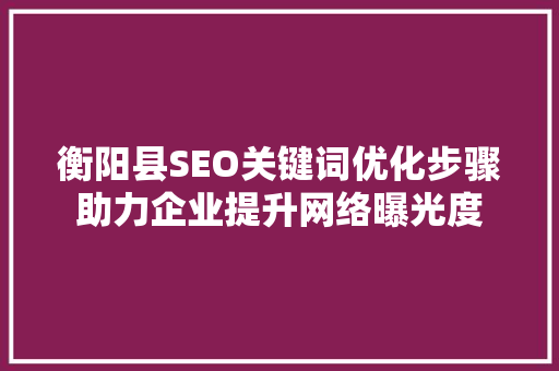 衡阳县SEO关键词优化步骤助力企业提升网络曝光度