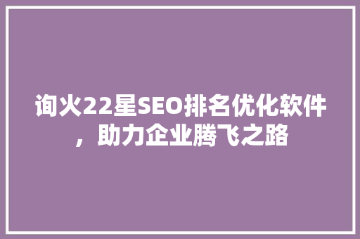询火22星SEO排名优化软件，助力企业腾飞之路