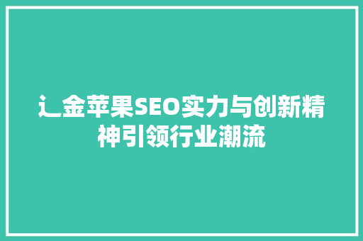 辶金苹果SEO实力与创新精神引领行业潮流