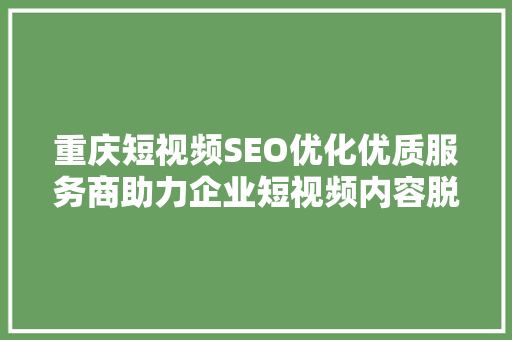 重庆短视频SEO优化优质服务商助力企业短视频内容脱颖而出