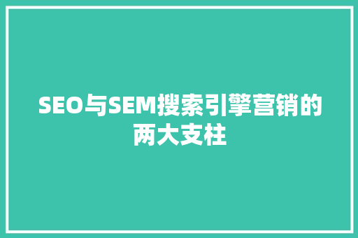SEO与SEM搜索引擎营销的两大支柱