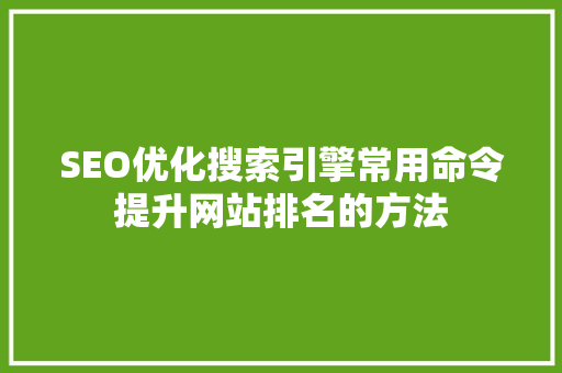 SEO优化搜索引擎常用命令提升网站排名的方法