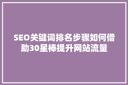SEO关键词排名步骤如何借助30星棒提升网站流量
