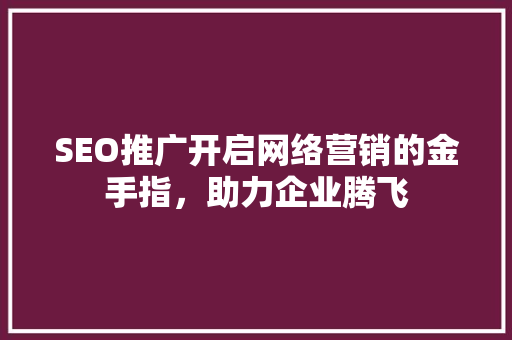 SEO推广开启网络营销的金手指，助力企业腾飞