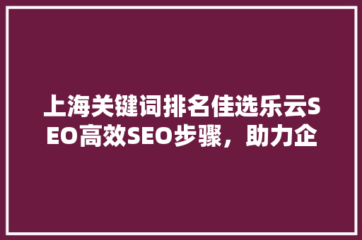 上海关键词排名佳选乐云SEO高效SEO步骤，助力企业网络营销