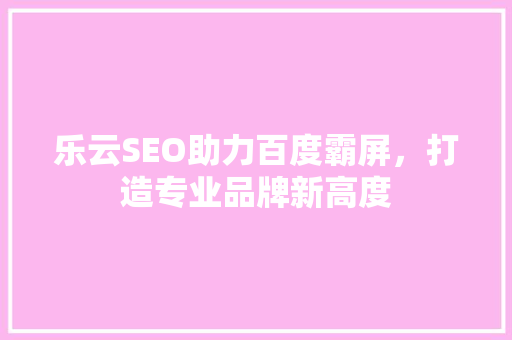 乐云SEO助力百度霸屏，打造专业品牌新高度