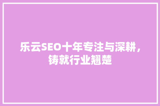 乐云SEO十年专注与深耕，铸就行业翘楚