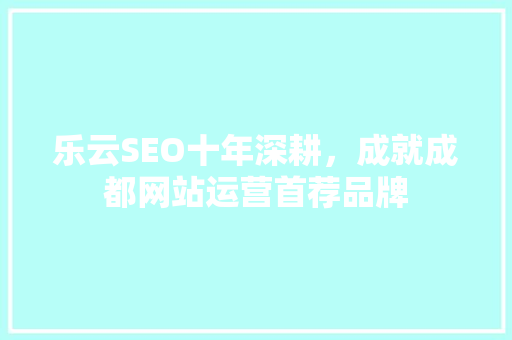 乐云SEO十年深耕，成就成都网站运营首荐品牌