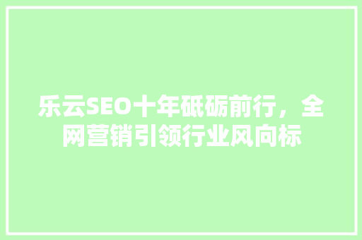 乐云SEO十年砥砺前行，全网营销引领行业风向标