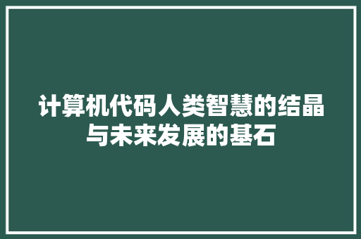 计算机代码人类智慧的结晶与未来发展的基石