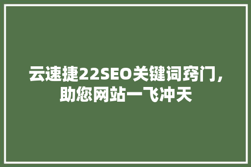 云速捷22SEO关键词窍门，助您网站一飞冲天