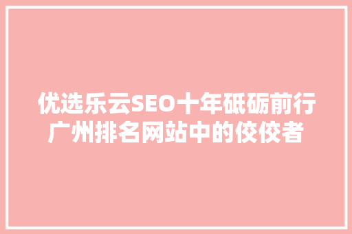 优选乐云SEO十年砥砺前行广州排名网站中的佼佼者