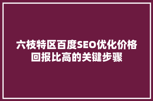 六枝特区百度SEO优化价格回报比高的关键步骤
