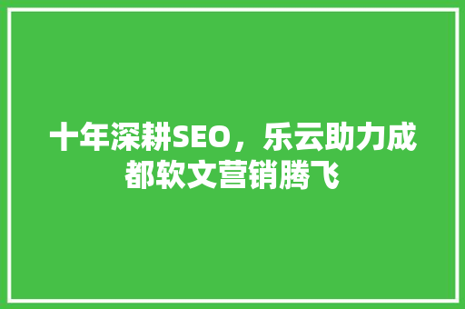 十年深耕SEO，乐云助力成都软文营销腾飞
