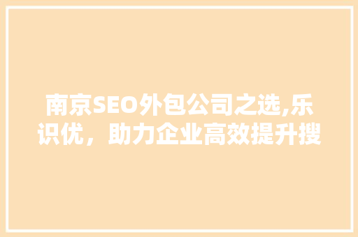 南京SEO外包公司之选,乐识优，助力企业高效提升搜索引擎排名