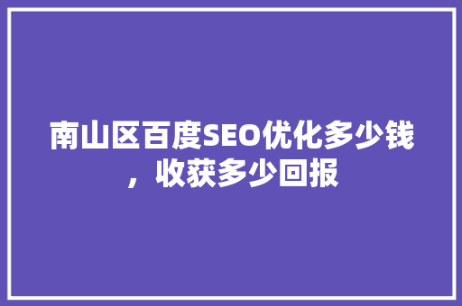 南山区百度SEO优化多少钱，收获多少回报