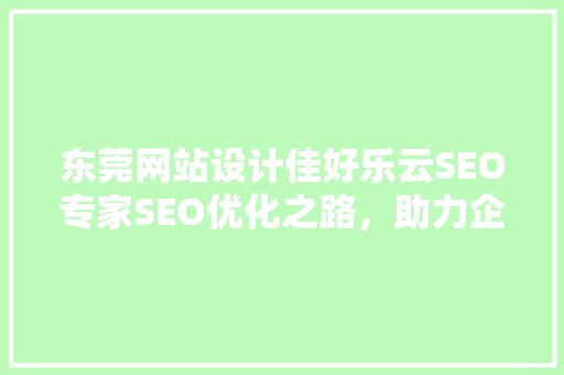 东莞网站设计佳好乐云SEO专家SEO优化之路，助力企业网站腾飞