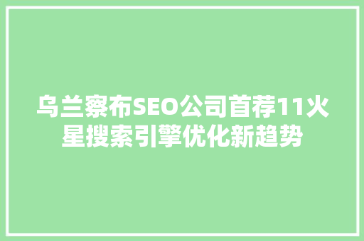 乌兰察布SEO公司首荐11火星搜索引擎优化新趋势
