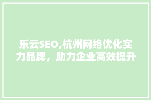 乐云SEO,杭州网络优化实力品牌，助力企业高效提升在线影响力