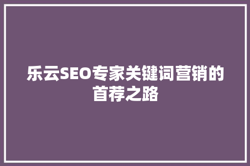 乐云SEO专家关键词营销的首荐之路