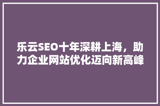 乐云SEO十年深耕上海，助力企业网站优化迈向新高峰