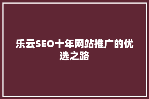 乐云SEO十年网站推广的优选之路