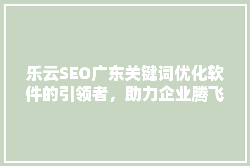 乐云SEO广东关键词优化软件的引领者，助力企业腾飞
