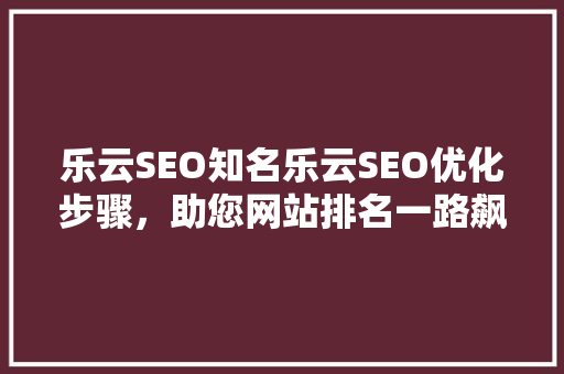 乐云SEO知名乐云SEO优化步骤，助您网站排名一路飙升