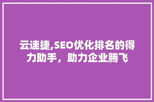 云速捷,SEO优化排名的得力助手，助力企业腾飞