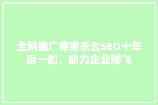 全网推广专家乐云SEO十年磨一剑，助力企业腾飞